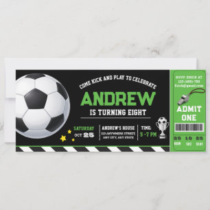 Convites Ingresso de Futebol Verde Moderno de Aniversário P