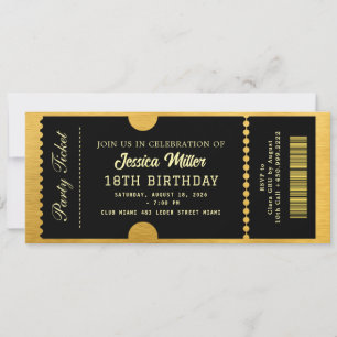 Convites Ingresso de Luxo Preto Holográfico Rosa