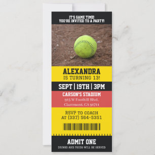 Convites Ingresso de Softbol de Aniversário