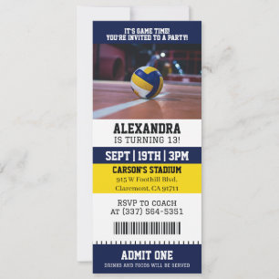 Convites Ingresso de Volei de Aniversário