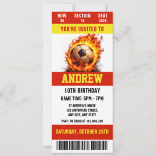 Convites Ingresso Digital Pessoal de Futebol para aniversár
