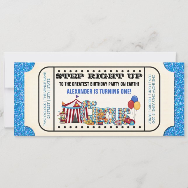 Convites Ingresso do Circo dos Meninos Festa de Aniversário (Frente)