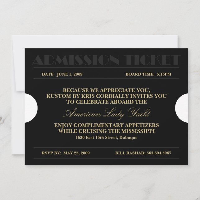 Convites Ingresso no Ingresso 5x7 (Frente)