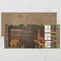 Ingresso para Chá de Bebê de Animais Marrons da Se