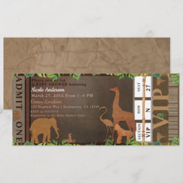 Convites Ingresso para Chá de Bebê de Animais Marrons na Se