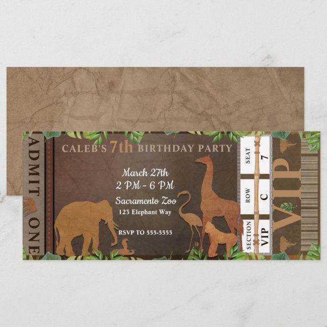 Convites Ingresso para Festa de Aniversário de Animais Marr (Frente/Verso)
