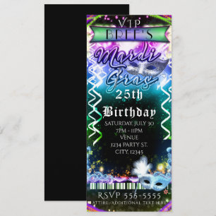 Convites Ingresso para Festa de Aniversário VIP Mardi Gras 