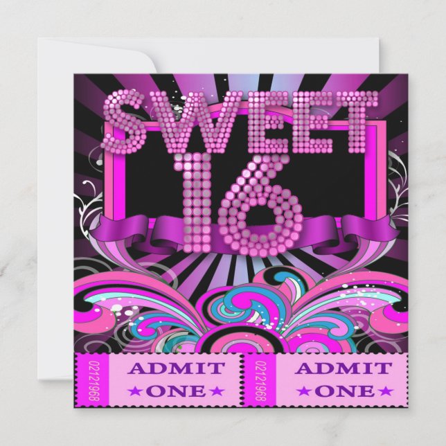 Convites Ingresso para Festa Sweet Sixteen 16 Anos (Frente)