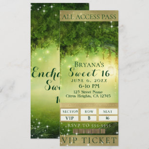 Convites Ingresso para Festa VIP Sweet 16 da Floresta Verde