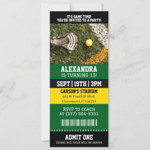 Convites Ingresso para Lacrosse de Aniversário