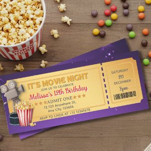 Convites Ingresso para Noite de Cinema de Ouro Roxo Festa d