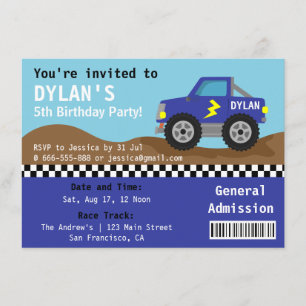 Convites Ingresso para o Racing Blue Monster Truck Party