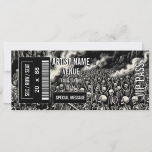 Convites Ingresso para o Show de Rock do Esqueleto Hallow
