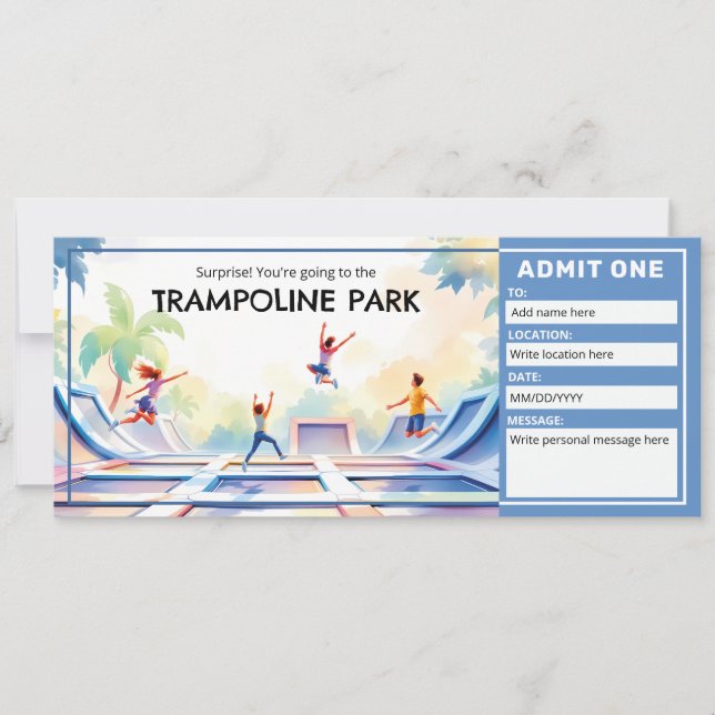 Convites Ingresso para Parque de Trampolim - Casa de Saltos (Frente)