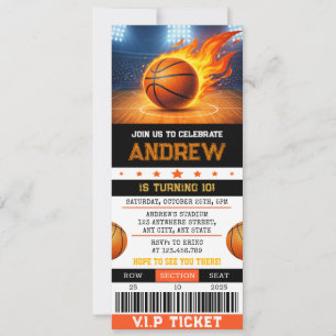 Convites Ingresso Personalizado de Basquetebol Moderno de A