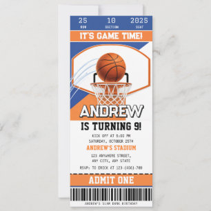 Convites Ingresso Pessoal de Aniversário Courtside de Basqu