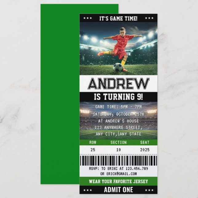 Convites Ingresso Pessoal de Futebol Time Clube Aniversário (Frente/Verso)