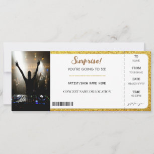 Convites Ingresso Presente Brilho Dourado Glitter Concerto 