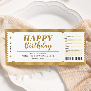 Convites Ingresso Presente Dourado para Evento de Show de M
