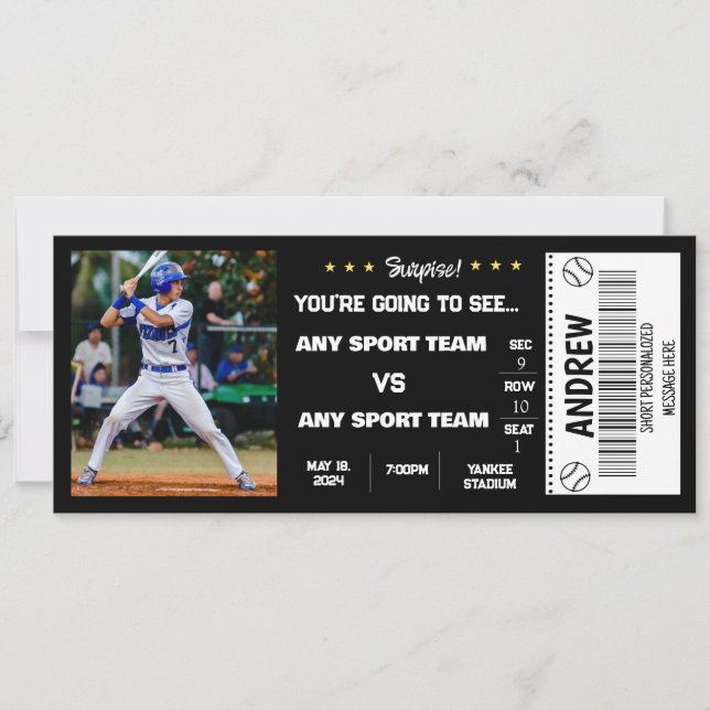 Convites Ingresso Presente Estádio de Jogo de Beisebol Surp (Frente)