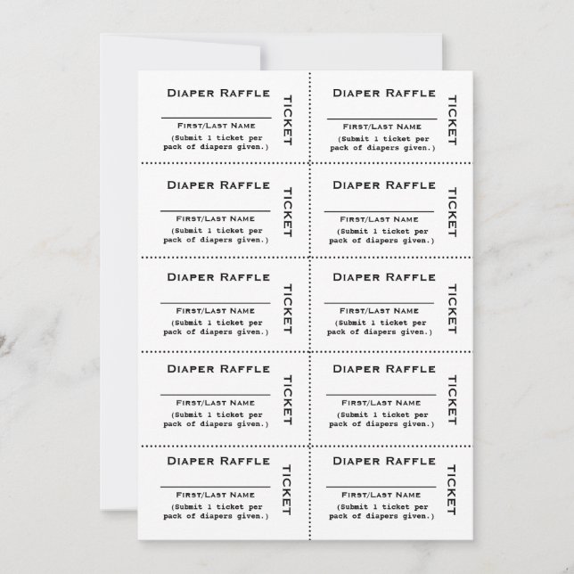 Convites Ingressos da Rifa de Fraldas  Simples (Frente)