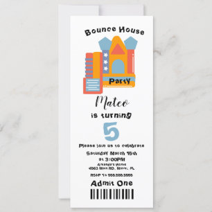 Convites Ingressos de Aniversário em Casa de Bounce Fofo Es