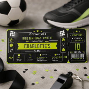 Convites Ingressos de Esportes Pretos Modernos para Meninos