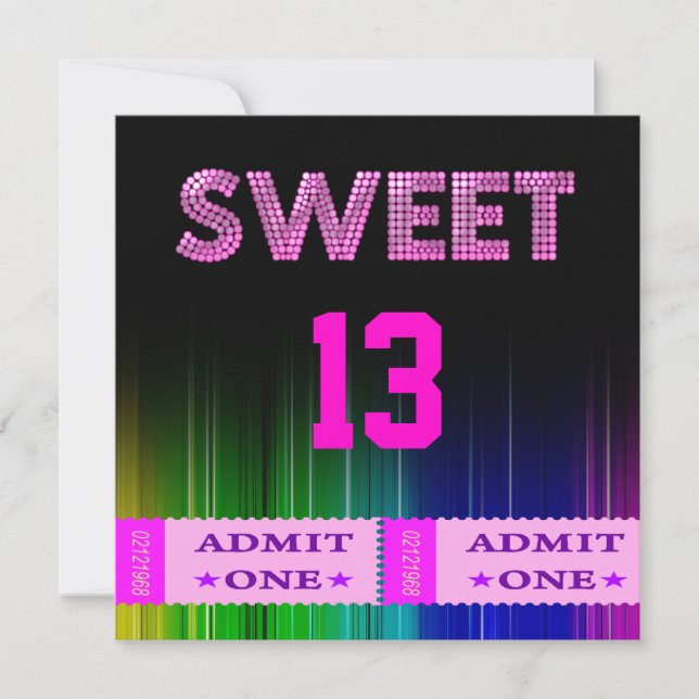 Convites Ingressos para Festa de Aniversário de 13 anos Swe (Frente)