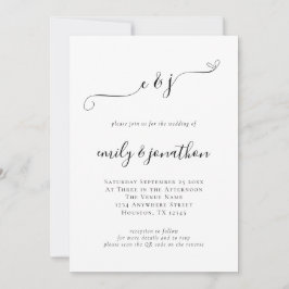 Convites Iniciais de Código QR de Casamento em Letra Elegan