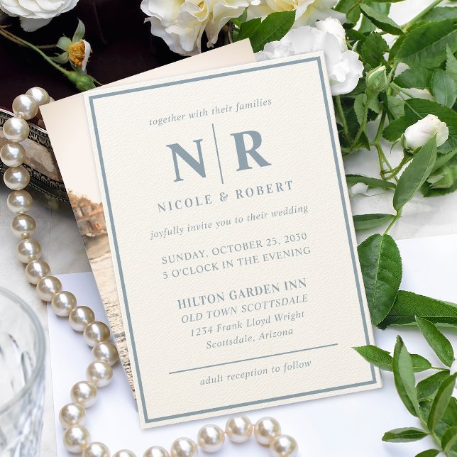 Convites Iniciais De Monograma E De Casamento Elegante (Criador carregado)