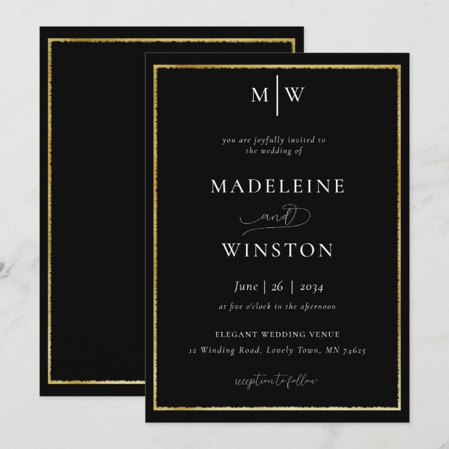 Convites Iniciais Formais Legais Casamento Dourado Branco N (Frente/Verso)