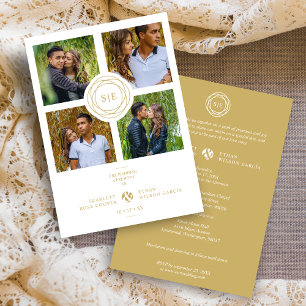 Convites Iniciais Mínimas Douradas Brancas Rico 4 Fotos de 