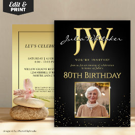 Convites Iniciais Personalizadas Aniversário do Elegante Bl