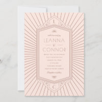 Inicial Golden Rays em Rose Gold Art Deco Casament