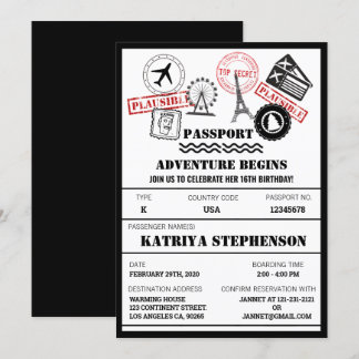 Convites Início da Aventura de Aniversário de Passagem de E