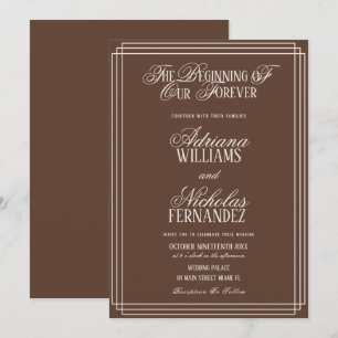 Convites Início Marrom do Nosso Casamento Eterno Atemporal