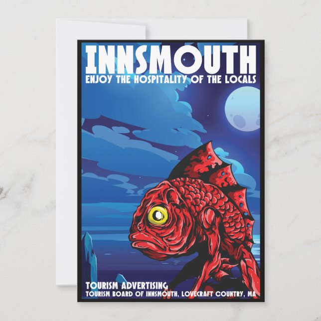 Convites Innsmouth Viagens vintage Lovecraft (Frente)