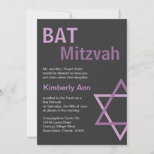 Convites Inovação Moderna do Bat Mitzvah - Cinza Escura e