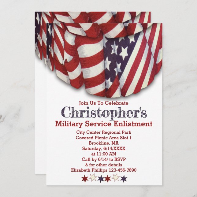 Convites Inscrição no Serviço de Estrelas Azuis Vermelhas A (Frente/Verso)