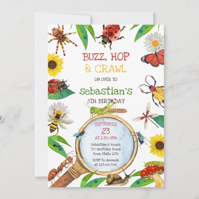 Convites Insect Bug Party Birthday Invitation (Frente)