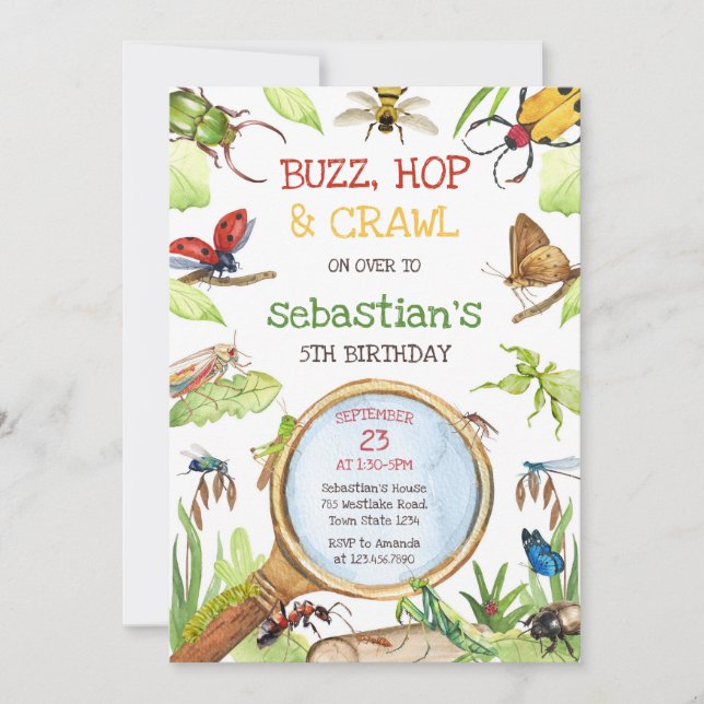 Convites Insect Bug Party Birthday Invitation (Frente)