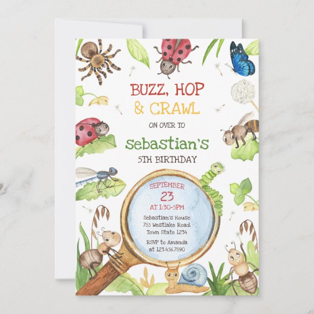 Convites Insect Bug Party Birthday Invitation (Frente)