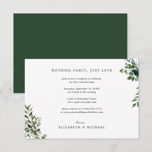 Convites Inserção apenas para Recepção de Casamento com Ver (Frente/Verso)