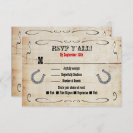 Convites Inserção da placa de gabinete RSVP de cowboy ocide
