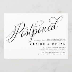 Convites Inserção de Adiamento de Casamento Simples