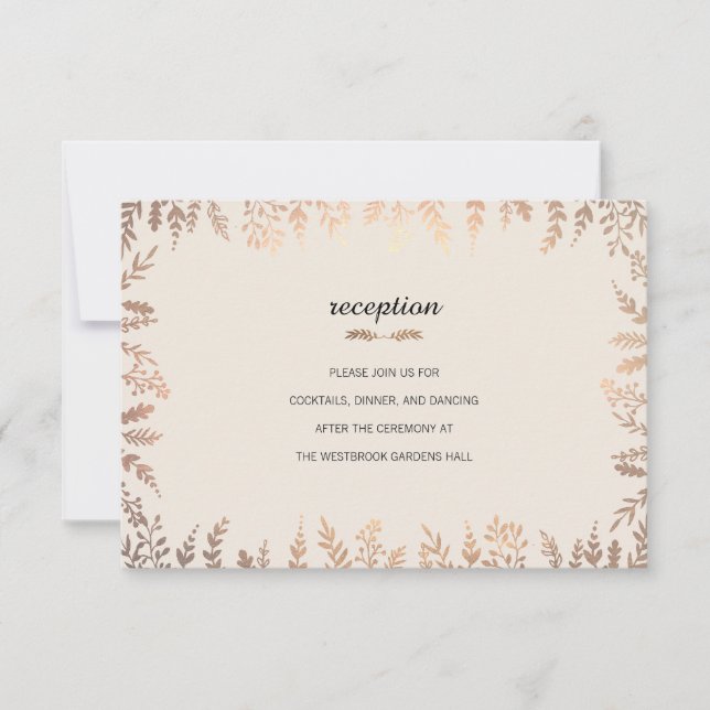 Convites Inserção de Folhagem Dourada de Faux Elegante (Frente)