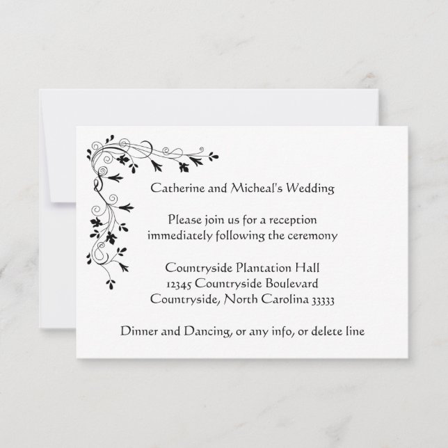 Convites Inserção de Local de Recepção de Casamento Floral  (Frente)