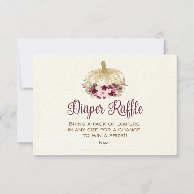 Convites Inserção de Raffle na Fralda Dourada de Pumpkin Bo (Frente)