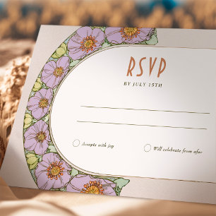 Convites Inserção de RSVP de Casamento Art Nouveau Vintage