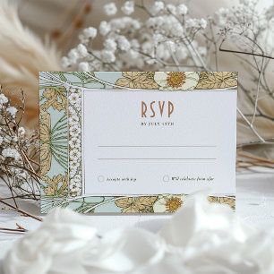 Convites Inserção de RSVP de Casamento Art Nouveau Vintage 